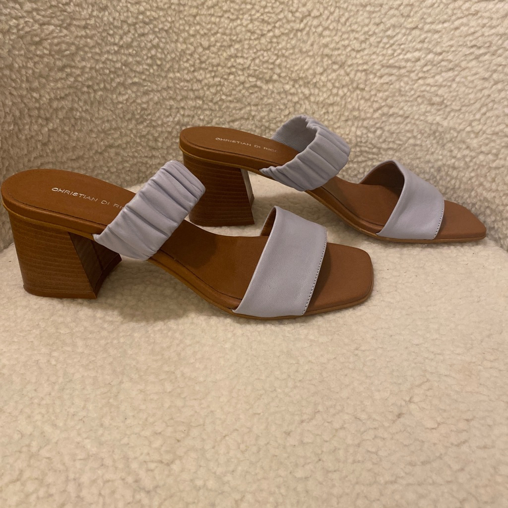 Women's Christian Di Ricci Slide Sandals light blue/Brown Size 9